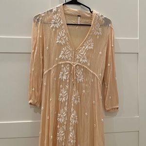Free People Embroidered Fable Midi Dress XS